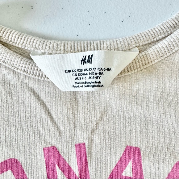 H&M Cream and Pink Long Sleeve Tees Monaco Tennis Collection Kids 6-7 - Picture 3 of 4